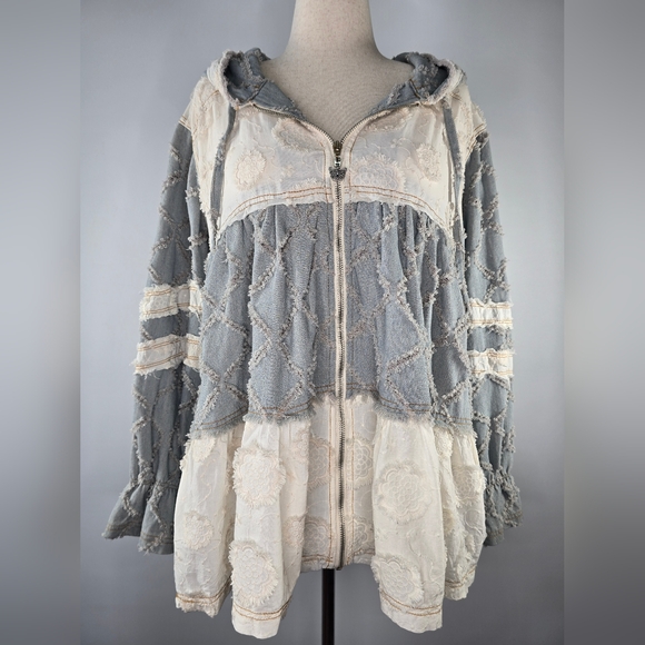 POL Clothing Long Sleeve A-Line Zip Up Hoodie Woven Top Jacket Women’s Size M - Picture 5 of 10